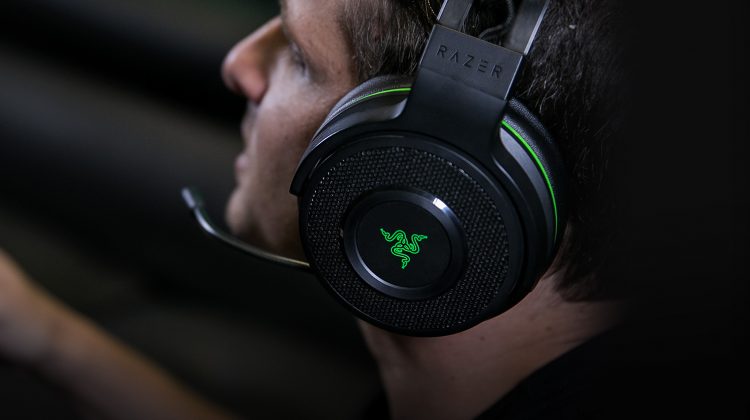 player with gaming headset